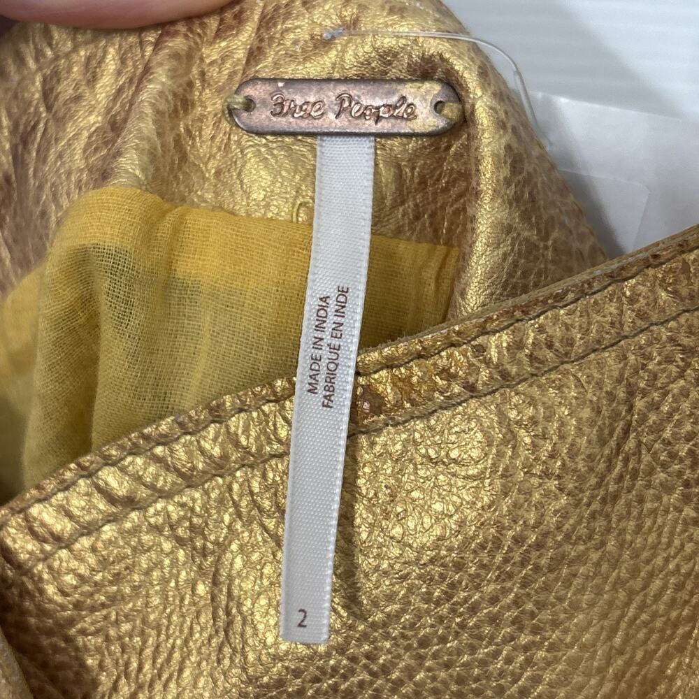 Free People Womens Goldie Metallic Leather Sweetheart Neckline Dress Size 2 Gold - Picture 8 of 10